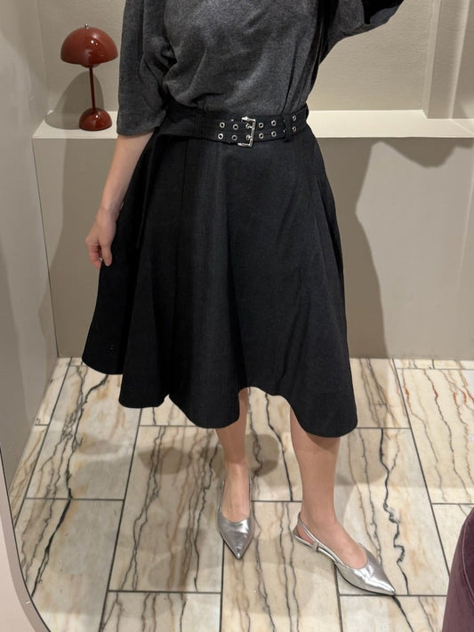 GANNI Wool Suiting Knee Length Wrap Skirt