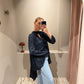 Rotate Satin Bow Shirt Navy