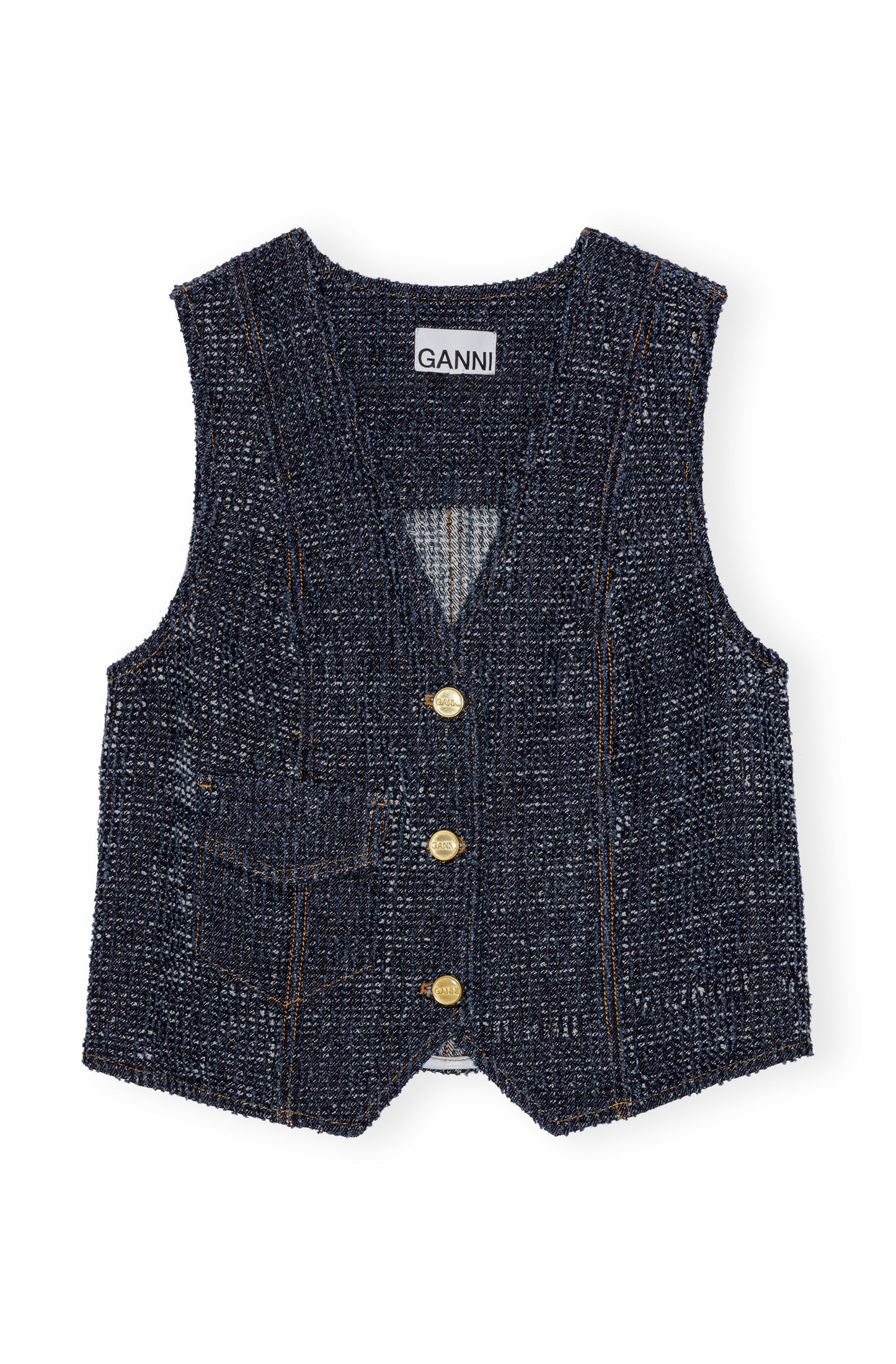 Ganni Fluffy Denim Waistcoat