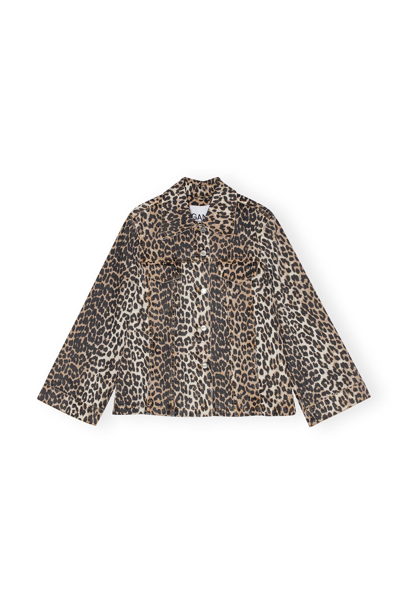 GANNI Leopard Print Denim Jacket