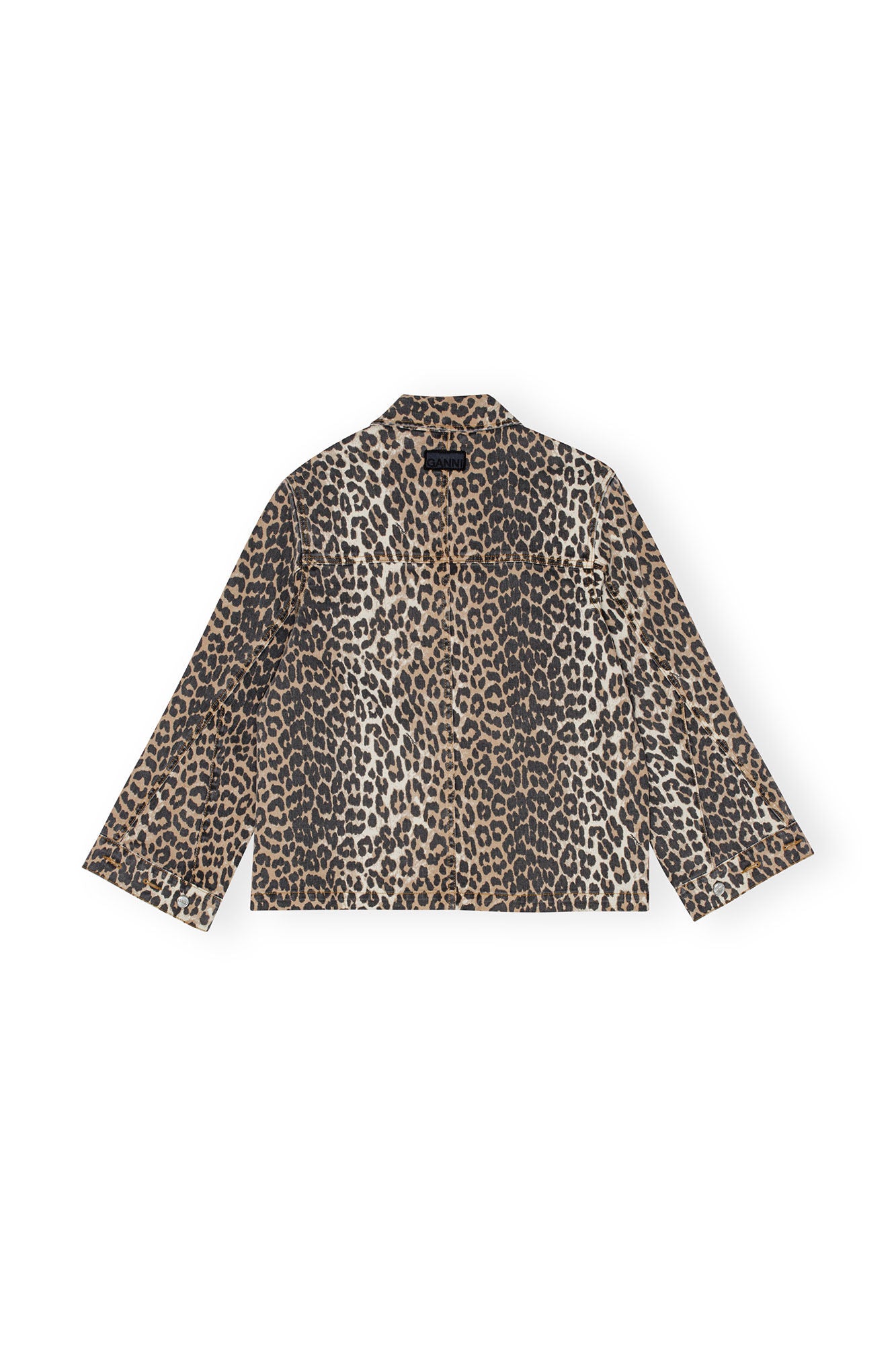 GANNI Leopard Print Denim Jacket