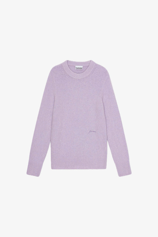 GANNI Brushed Alpaca O-neck Lavender