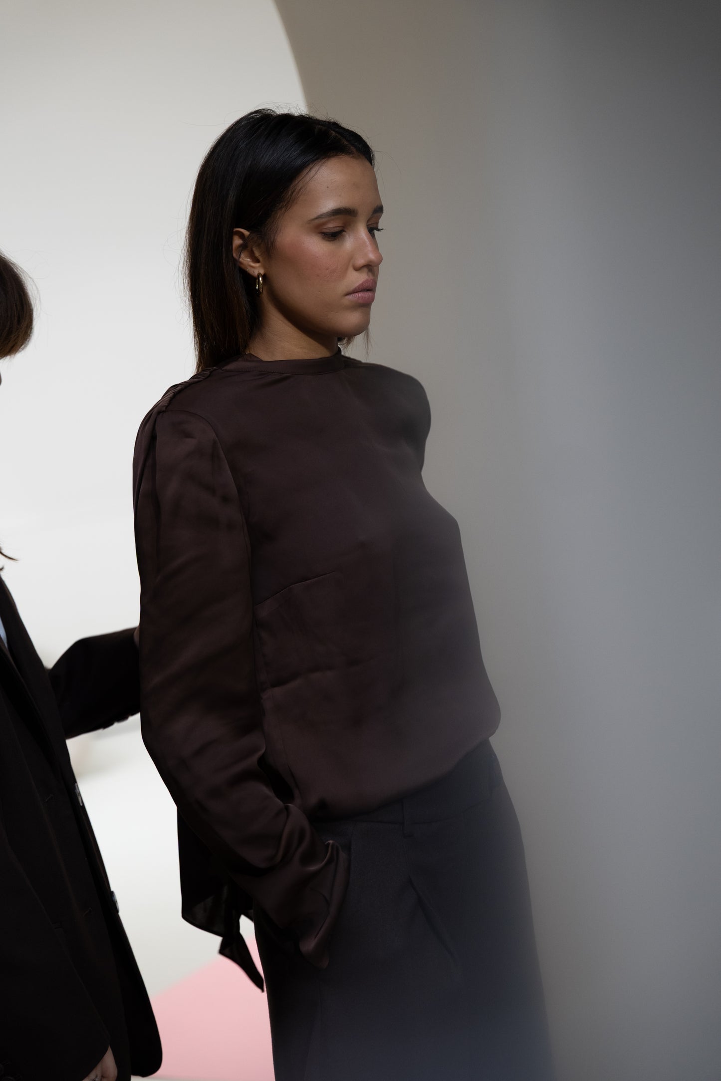 ROTATE Satin Drapy Back Top