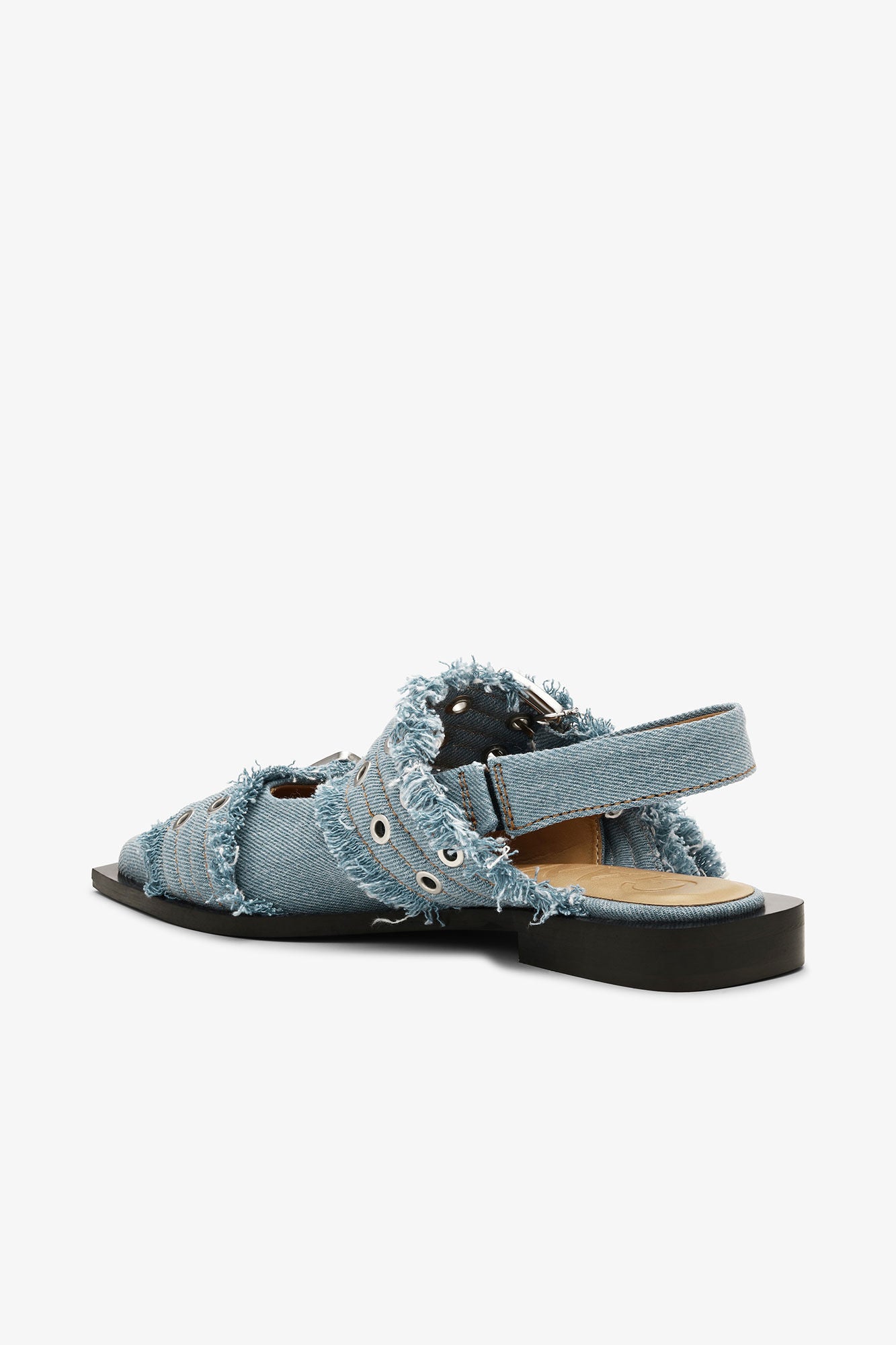 GANNI Feminine Buckle Ballerina Charms Denim