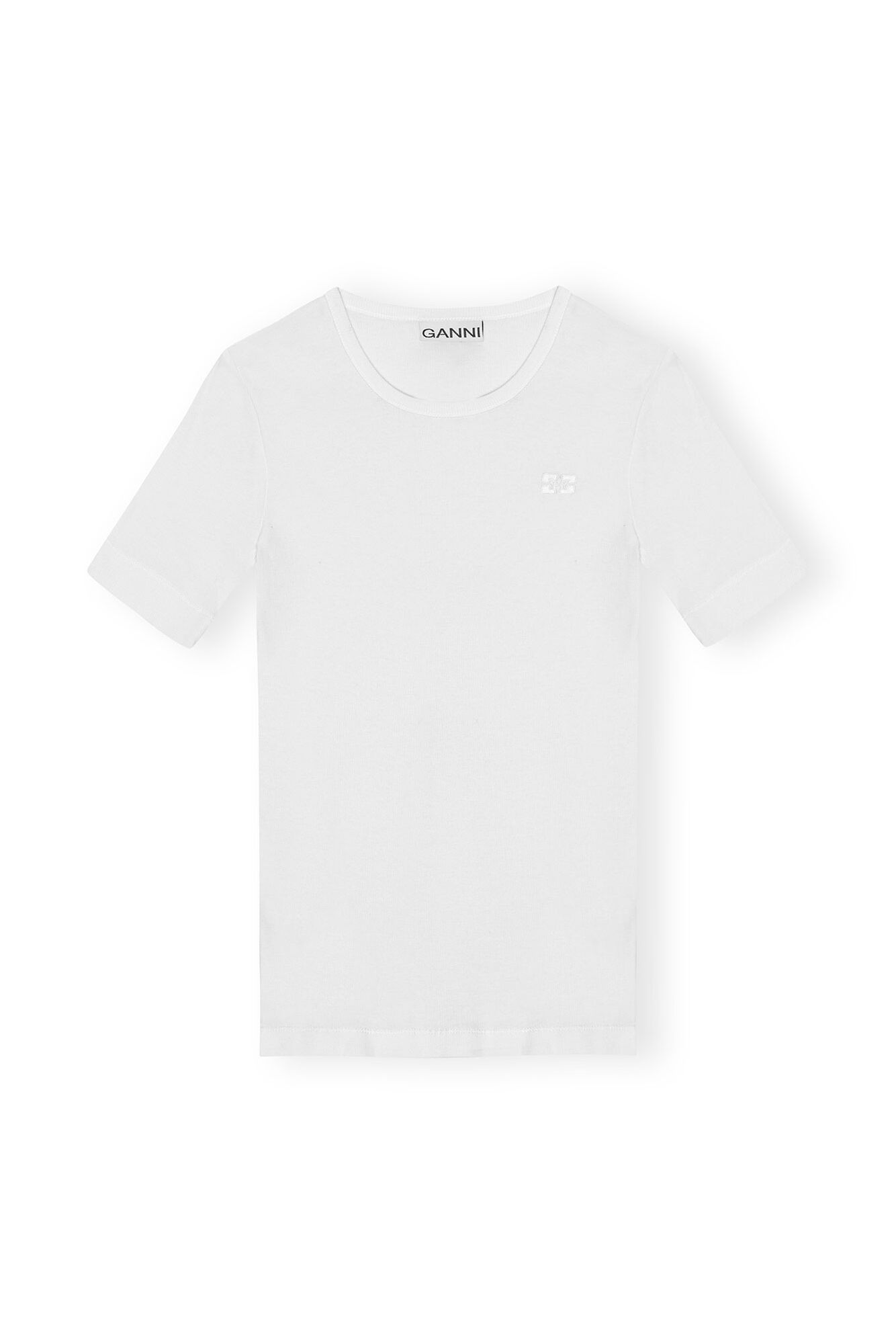 GANNI Soft Cotton Rib Short Sleeve T-Shirt