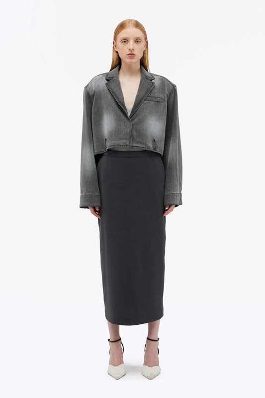 Remain Suiting Midi Skirt Dark Grey